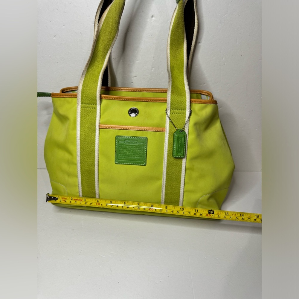 Coach Hampton Weekend IR5656 Chartreuse Nylon Shoulder Handbag Tote Bag Purse - Picture 5 of 14